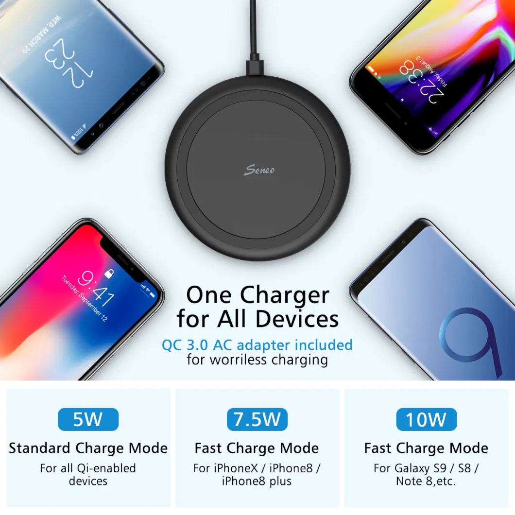 10W Universal Portable Qi wireless Charger Pad